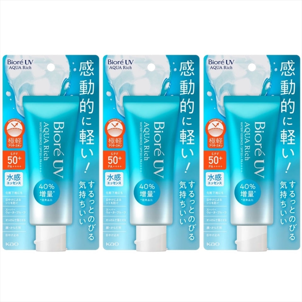 Biore UV Aqua Rich Watery Essence 70g / 2.4 oz (Set of 3)