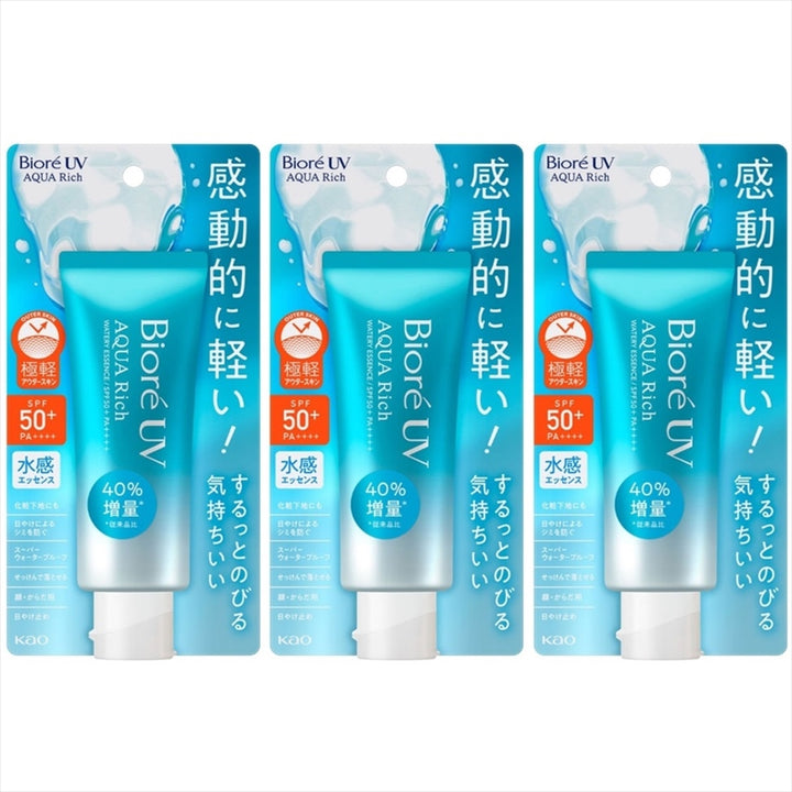 Biore UV Aqua Rich Watery Essence 70g / 2.4 oz (Set of 3)